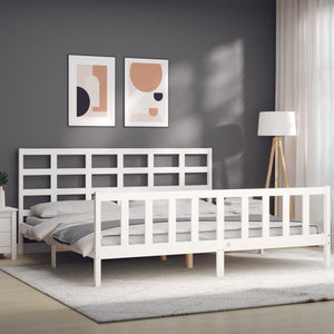 vidaXL Bed Frame without Mattress White Solid Wood Pine