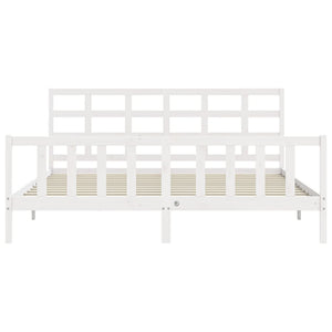 vidaXL Bed Frame without Mattress White Solid Wood Pine