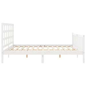 vidaXL Bed Frame without Mattress White Solid Wood Pine