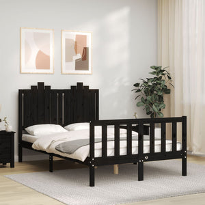 vidaXL Bed Frame without Mattress Black 120x200 cm Solid Wood Pine