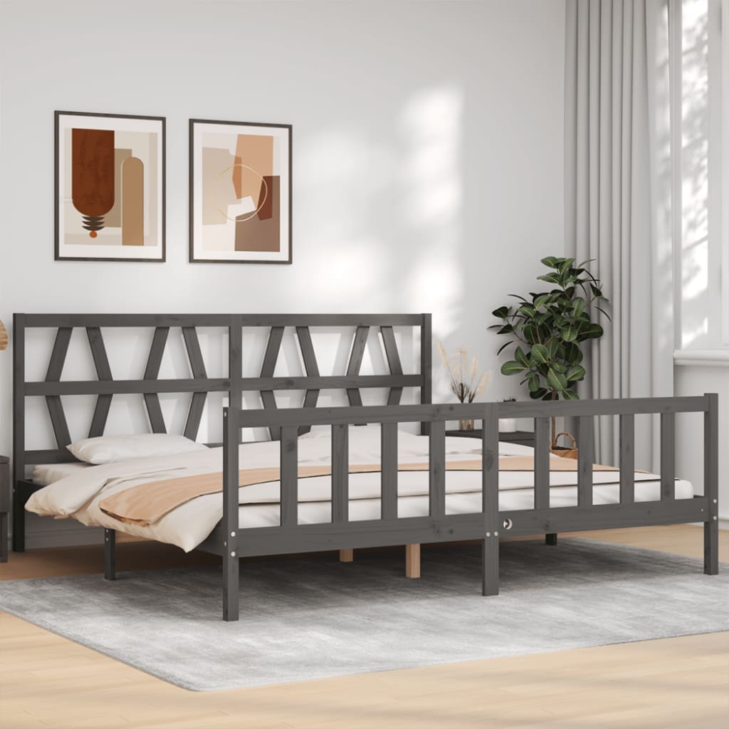 vidaXL Bed Frame without Mattress Grey 200x200 cm Solid Wood Pine