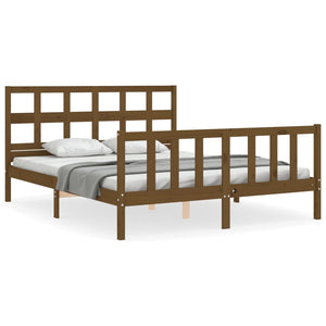 vidaXL Bed Frame without Mattress Honey Brown King Size Solid Wood Pine