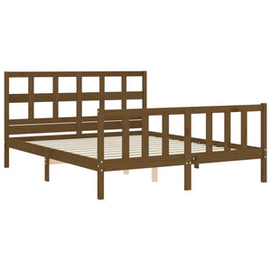 vidaXL Bed Frame without Mattress Honey Brown King Size Solid Wood Pine