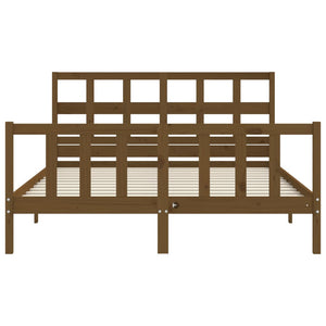 vidaXL Bed Frame without Mattress Honey Brown King Size Solid Wood Pine