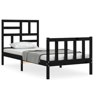 vidaXL Bed Frame without Mattress Black 100x200 cm Solid Wood Pine