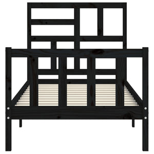 vidaXL Bed Frame without Mattress Black 100x200 cm Solid Wood Pine