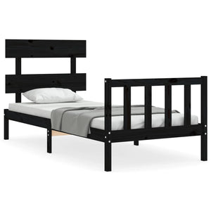 vidaXL Bed Frame without Mattress Black 90x200 cm Solid Wood Pine