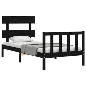 vidaXL Bed Frame without Mattress Black 90x200 cm Solid Wood Pine