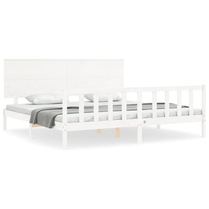 vidaXL Bed Frame without Mattress White Super King Size Solid Wood Pine