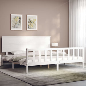 vidaXL Bed Frame without Mattress White Super King Size Solid Wood Pine