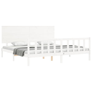 vidaXL Bed Frame without Mattress White Super King Size Solid Wood Pine