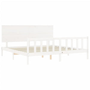 vidaXL Bed Frame without Mattress White Super King Size Solid Wood Pine