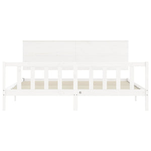 vidaXL Bed Frame without Mattress White Super King Size Solid Wood Pine