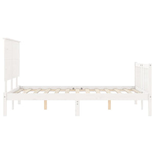 vidaXL Bed Frame without Mattress White Super King Size Solid Wood Pine