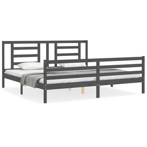 vidaXL Bed Frame without Mattress Grey 200x200 cm Solid Wood