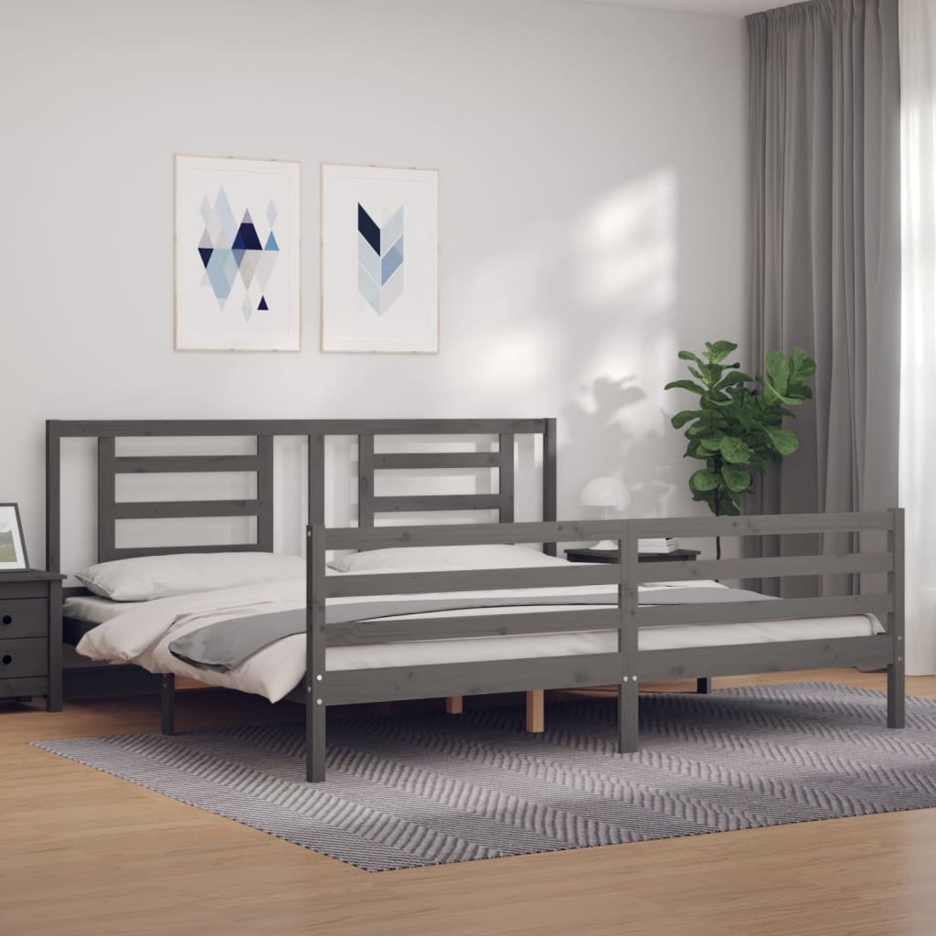 vidaXL Bed Frame without Mattress Grey 200x200 cm Solid Wood