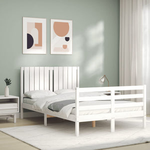 vidaXL Bed Frame without Mattress White Small Double Solid Wood