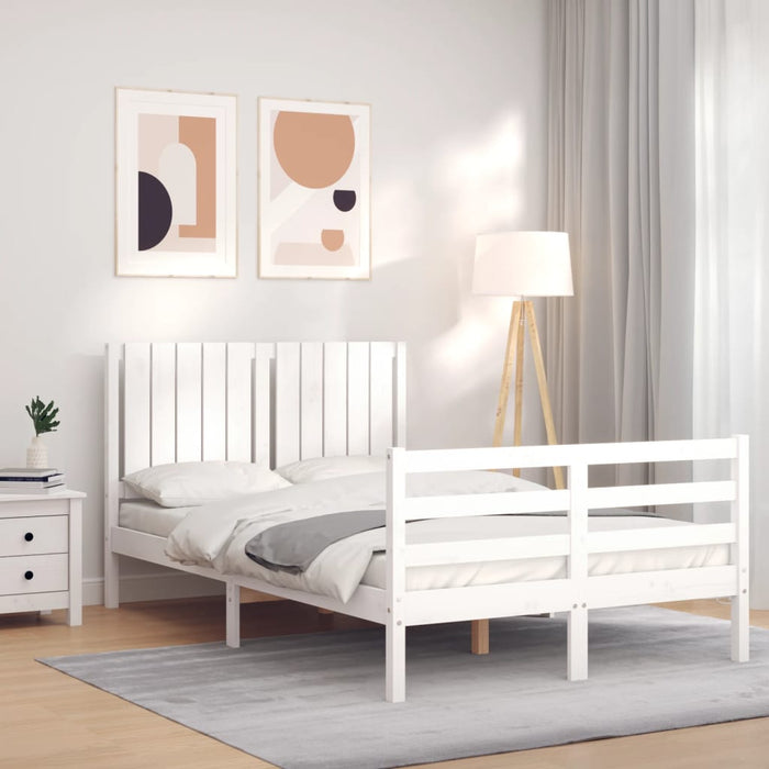 vidaXL Bed Frame without Mattress White Small Double Solid Wood