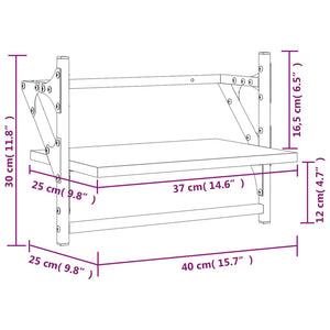 vidaXL Wall Shelves with Bars 2 pcs Sonoma Oak 40x25x30 cm