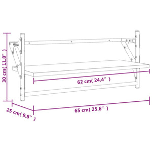 vidaXL Wall Shelves with Bars 2 pcs Smoked Oak 65x25x30 cm