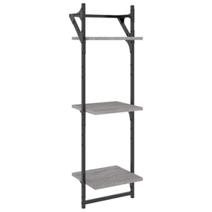 vidaXL 3-Tier Wall Shelves with Bars 2 pcs Grey Sonoma 30x25x100 cm