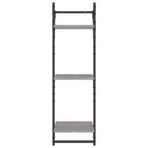 vidaXL 3-Tier Wall Shelves with Bars 2 pcs Grey Sonoma 30x25x100 cm