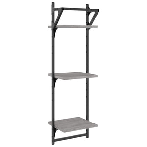 vidaXL 3-Tier Wall Shelves with Bars 2 pcs Grey Sonoma 30x25x100 cm