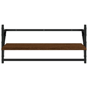 vidaXL 4 Piece Wall Shelf Set with Bars Brown Oak Engineered Wood