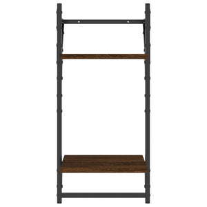 vidaXL 4 Piece Wall Shelf Set with Bars Brown Oak Engineered Wood