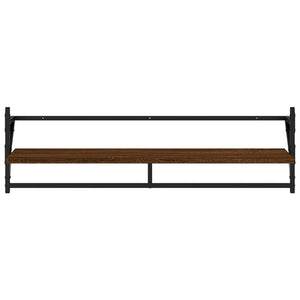 vidaXL 6 Piece Wall Shelf Set with Bars Brown Oak Engineered Wood