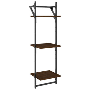 vidaXL 6 Piece Wall Shelf Set with Bars Brown Oak Engineered Wood