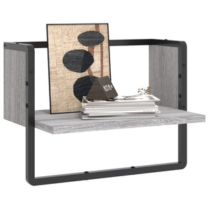 vidaXL Wall Shelf with Bar Grey Sonoma 40x25x30 cm