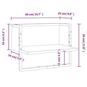 vidaXL Wall Shelf with Bar Grey Sonoma 40x25x30 cm