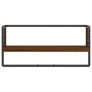 vidaXL Wall Shelf with Bar Brown Oak 65x25x30 cm