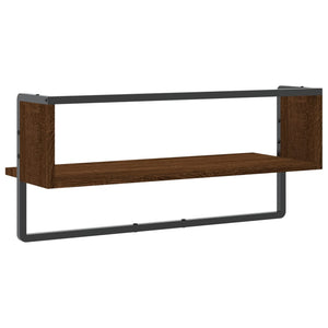 vidaXL Wall Shelf with Bar Brown Oak 65x25x30 cm