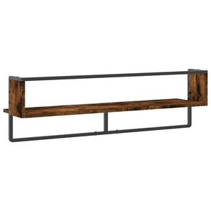 vidaXL Wall Shelf with Bar Smoked Oak 100x25x30 cm