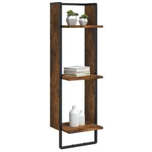 vidaXL 3-Tier Wall Shelf Smoked Oak 30x25x100 cm Engineered Wood