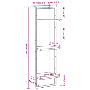 vidaXL 3-Tier Wall Shelf Smoked Oak 30x25x100 cm Engineered Wood