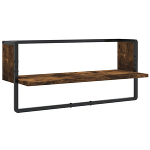 vidaXL 4 Piece Wall Shelf Set with Bars Smoked Oak Engineered Wood