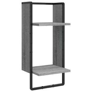 vidaXL 4 Piece Wall Shelf Set with Bars Grey Sonoma Engineered Wood