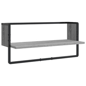 vidaXL 4 Piece Wall Shelf Set with Bars Grey Sonoma Engineered Wood