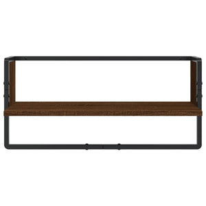 vidaXL 4 Piece Wall Shelf Set with Bars Brown Oak Engineered Wood