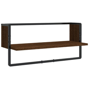 vidaXL 4 Piece Wall Shelf Set with Bars Brown Oak Engineered Wood