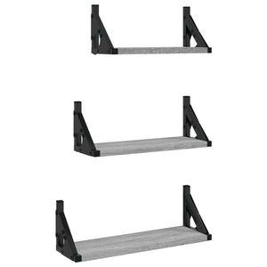 vidaXL 3 Piece Wall Shelf Set Grey Sonoma Engineered Wood