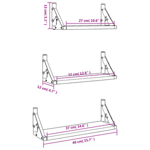 vidaXL 3 Piece Wall Shelf Set Grey Sonoma Engineered Wood