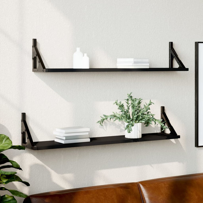 vidaXL Wall Shelves 2 pcs Black 80x15x15.5 cm Engineered wood