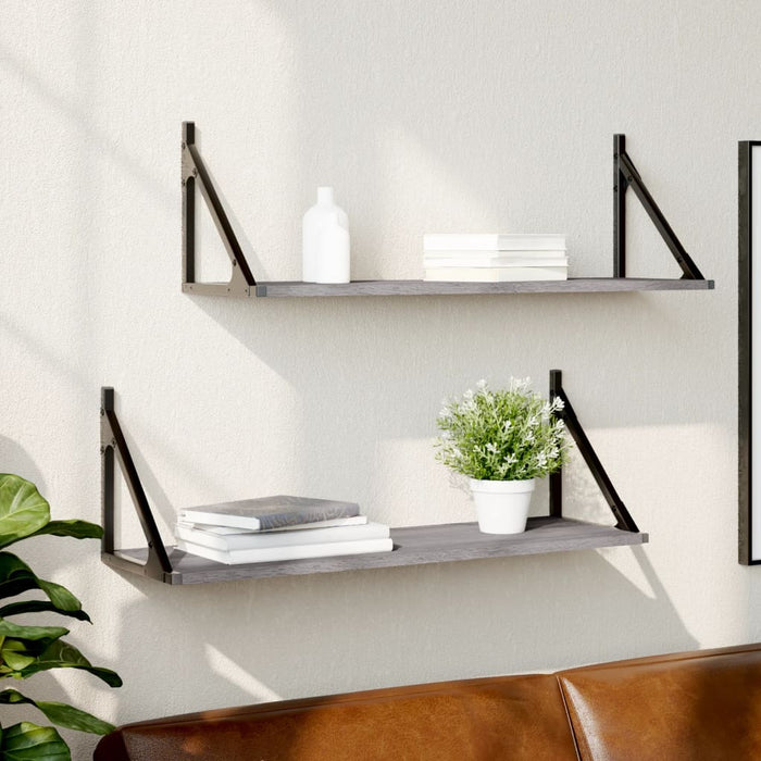 vidaXL Wall Shelves 2 pcs Grey Sonoma 80x25x25.5 cm Engineered wood