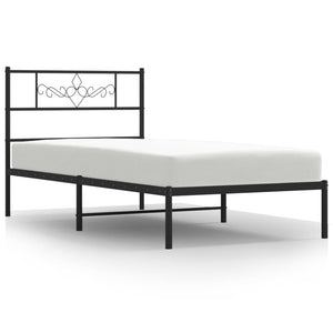 vidaXL Metal Bed Frame without Mattress with Headboard Black 80x200cm