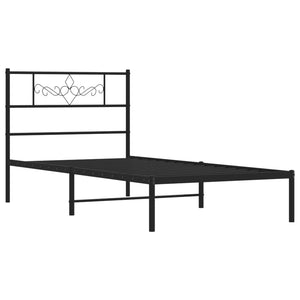 vidaXL Metal Bed Frame without Mattress with Headboard Black 80x200cm