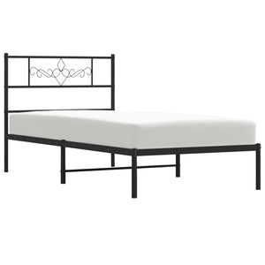 vidaXL Metal Bed Frame without Mattress with Headboard Black 80x200cm